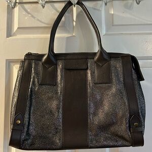 Fossil Black and Glitter Tote Bag
